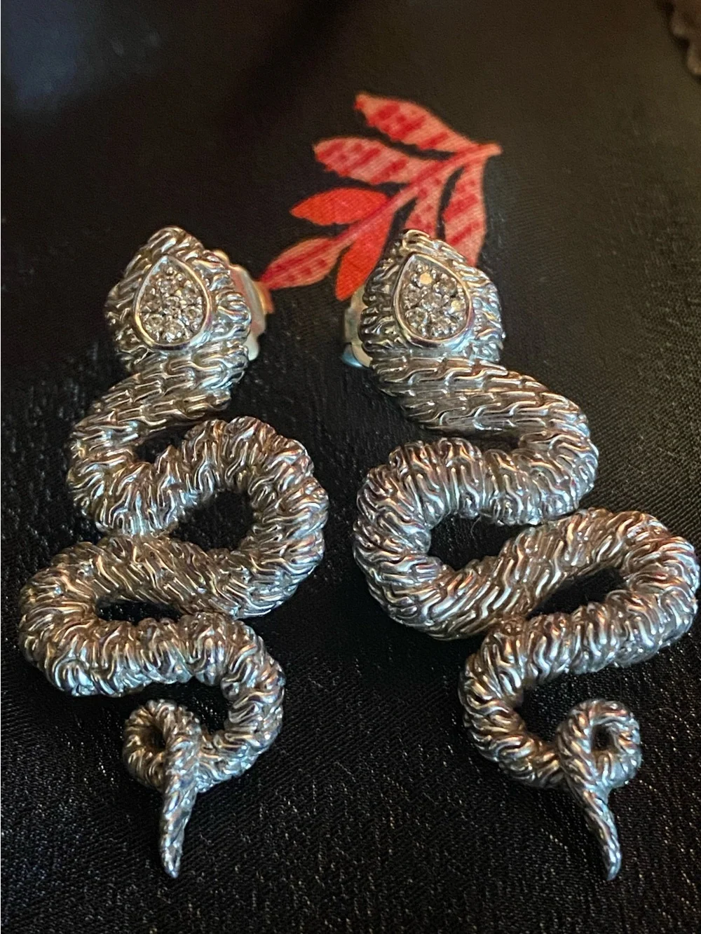 John Hardy Silver 925 diamond Snake Naga earrings